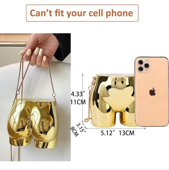 Silver Metallic Butt Purse New - Picture 5 of 6